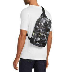 No Boundaries Backpack Cargo Sling Bag Black White Tie Dye Unisex Men's NWT